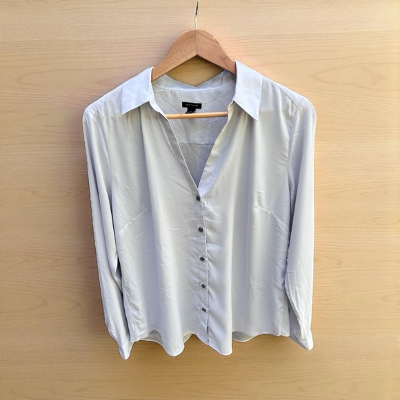 Ann Taylor Tops - Ann Taylor Collared Long sleeve Button Down Dress Shirt Light Gray Size Large